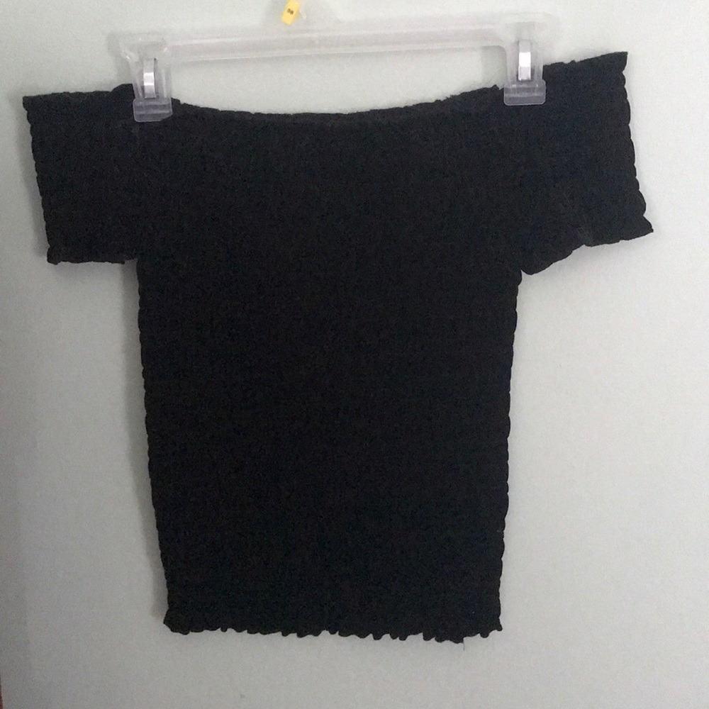 Black velvet off the shoulder top